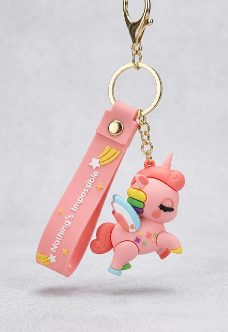 JiaMegaMart cute 3D Pink Unicorn keychain