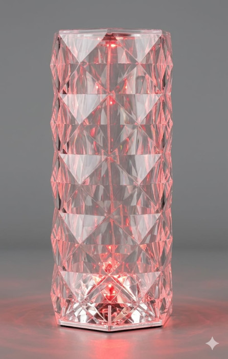 Rose Crystal Diamond LED Table Lamp – 16 Color Changing Touch Bedside Night Light with Remote