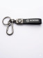Leather Keychain for MG Roewe, Black, with Metallic Carabiner Ring