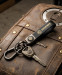 Leather Keychain for MG Roewe, Black, with Metallic Carabiner Ring